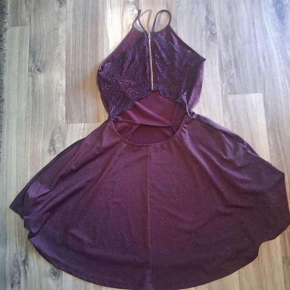 Purple Sparkle Glitter Shimmer Dress Fairycore Med Lace Cut Out Fairy Grunge - Picture 4 of 8